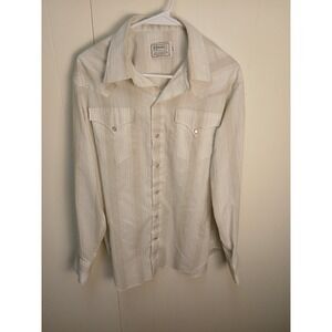 Vintage H Bar C California‎ Ranchwear Western Pearl Snap 16.5/35 White Striped!!